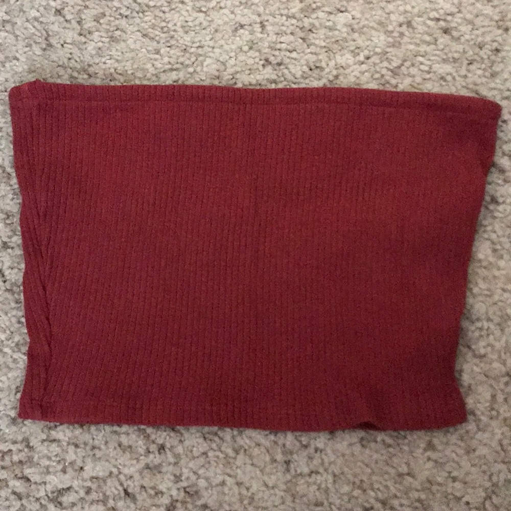 Urban red ribbed tube top